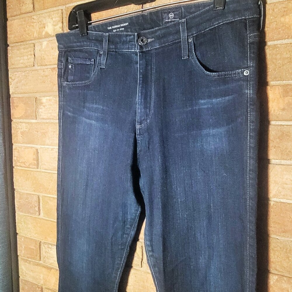 AG Women's Farrah High Rise Skinny Dark Wash Blue Jean - Size 31R - Picture 8 of 11